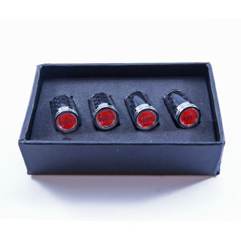 Fiat Tire Valve Caps Color Logo Exotic Carbon Fiber