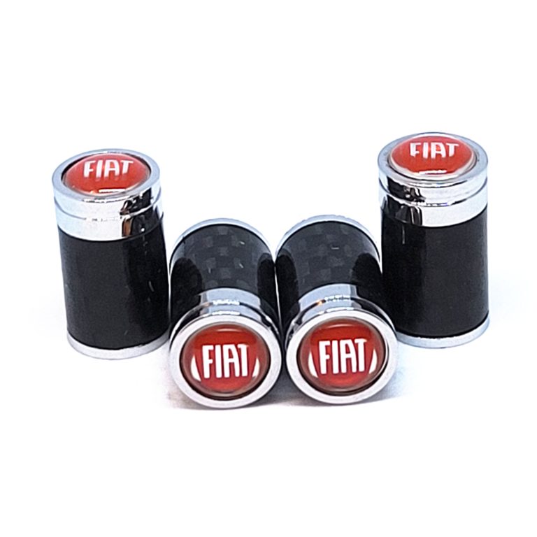 Fiat Tire Valve Caps Color Logo Exotic Carbon Fiber