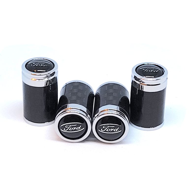 Ford Tire Valve Caps Black Background Exotic Carbon Fiber