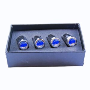 Ford Tire Valve Caps Blue Logo Silver Background Exotic Carbon Fiber