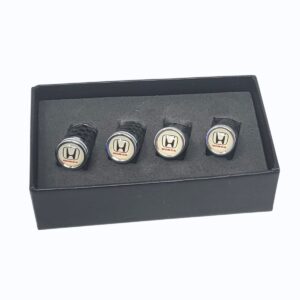 Honda Tire Valve Caps Silver Logo Exotic Carbon Fiber
