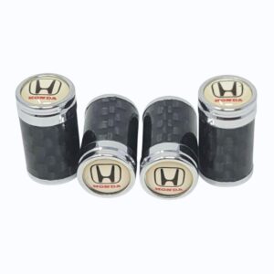 Honda Tire Valve Caps Silver Logo Exotic Carbon Fiber