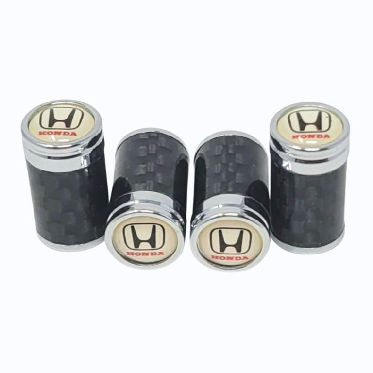 Honda Tire Valve Caps Silver Logo Exotic Carbon Fiber