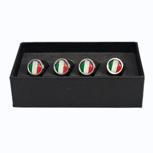 Italy Flag Tire Valve Caps Exotic Carbon Fiber
