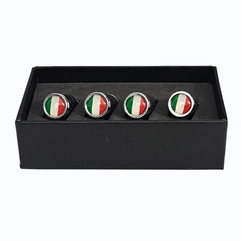 Italy Flag Tire Valve Caps Exotic Carbon Fiber