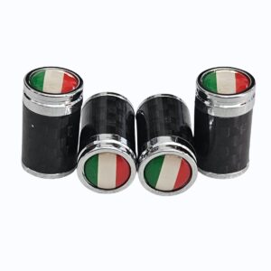 Italy Flag Tire Valve Caps Exotic Carbon Fiber