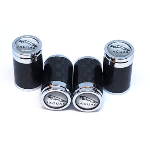 Jaguar Tire Valve Caps White Background Exotic Carbon Fiber
