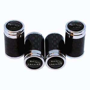Jaguar Valve Caps Black Background Exotic Carbon Fiber