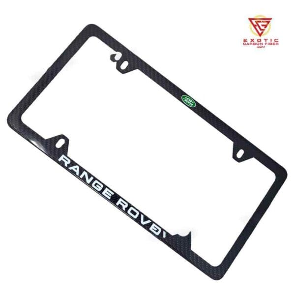 LP089z_Range_Rover_4H_White_Text_Green_Logo_Plate_Frame