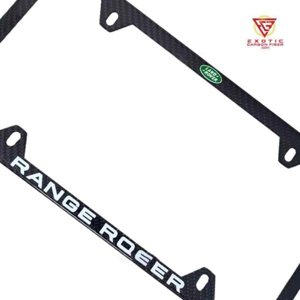 LP089z_Range_Rover_4H_White_Text_Green_Logo_Plate_Frame