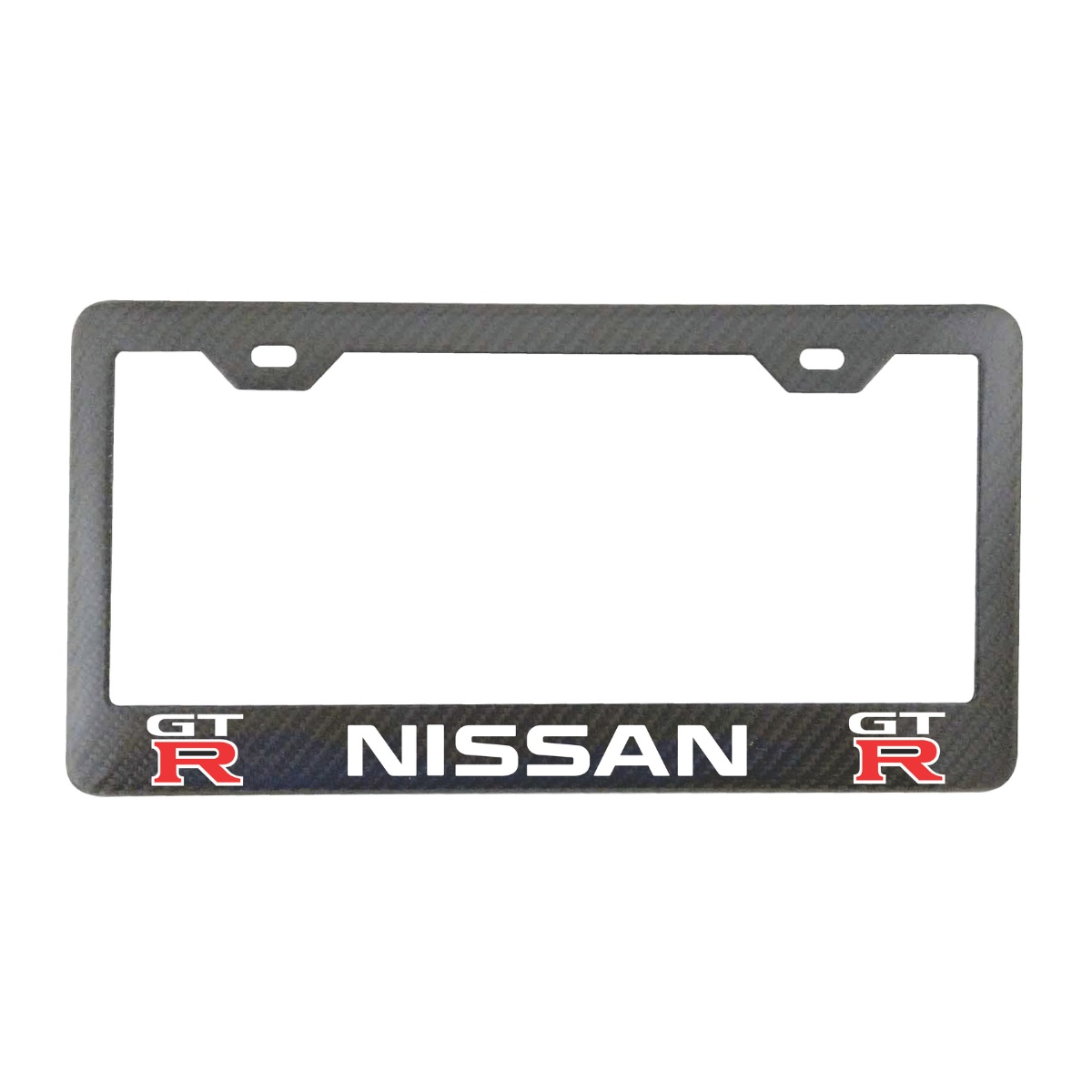 Nissan GTR Frame White and Red Logos - Exotic Carbon Fiber