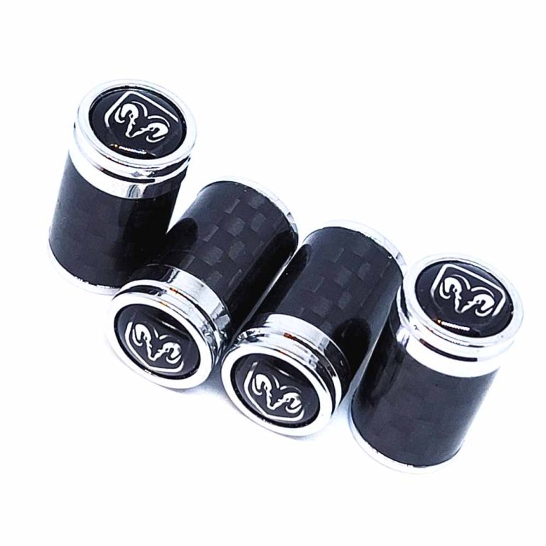 Dodge Ram Valve Caps Silver Black Background Exotic Carbon FIber