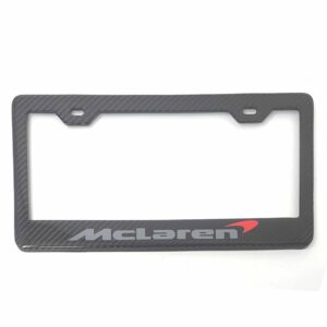 McLaren License Frame Dark Gray Text Red Logo Exotic Carbon Fiber
