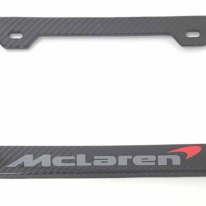 McLaren License Frame Dark Gray Text Red Logo Exotic Carbon Fiber