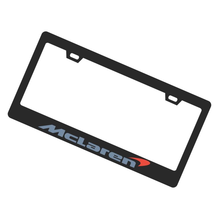 McLaren License Frame Red Swoosh Gray Text Exotic Carbon Fiber