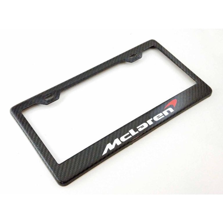 McLaren License Frame Red Swoosh White Text Exotic Carbon Fiber