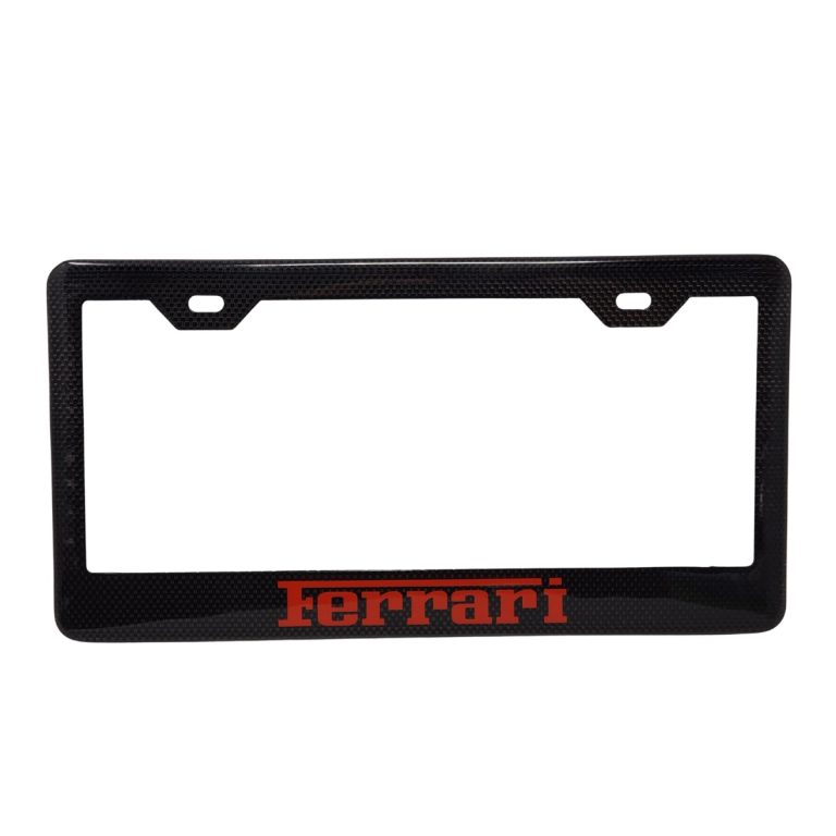 Ferrari License Frame Red Text Only Exotic Carbon Fiber