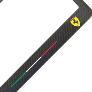 Ferrari License Frame Shields Only Italian Stripe Exotic Carbon Fiber