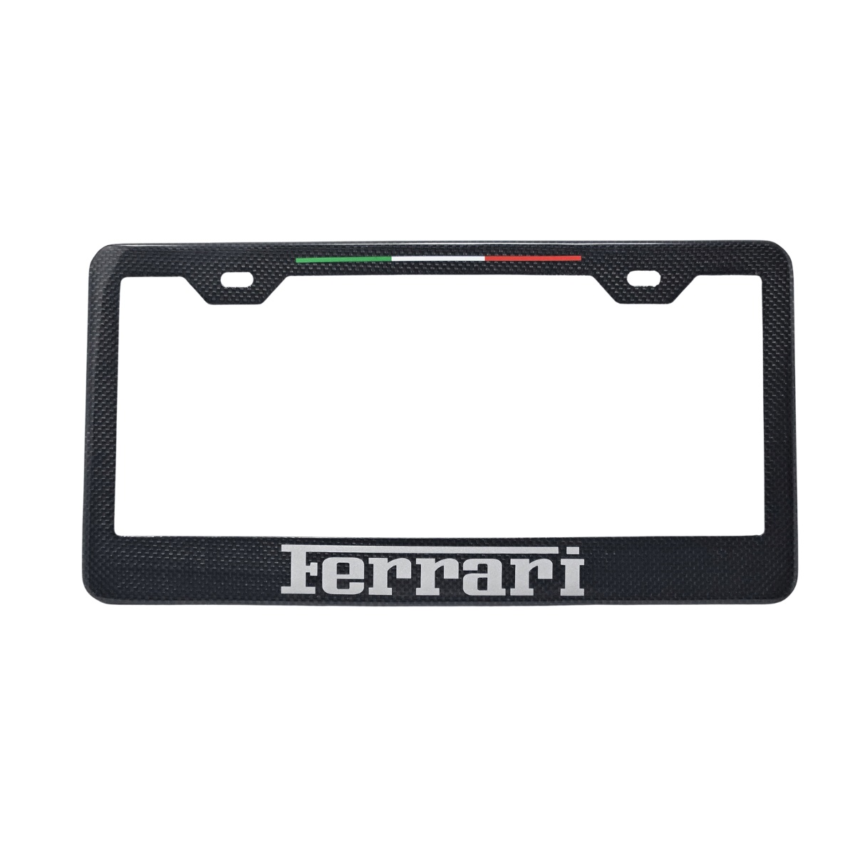 Ferrari License Frame Silver Text Only Italian Stripe - Exotic