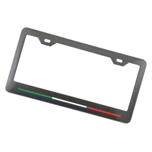 Italy Flag License Frame Tricolor Stripe 2 Hole Exotic Carbon Fiber
