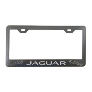 Jaguar License Frame Silver Shaded Logos Exotic Carbon Fiber