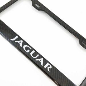 Jaguar License Frame Silver Text Only Exotic Carbon Fiber