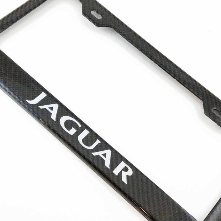 Jaguar License Frame Silver Text Only Exotic Carbon Fiber