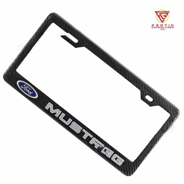 LP043z_Mustang_Gray_Text_Ford_Logo_Plate_Frame