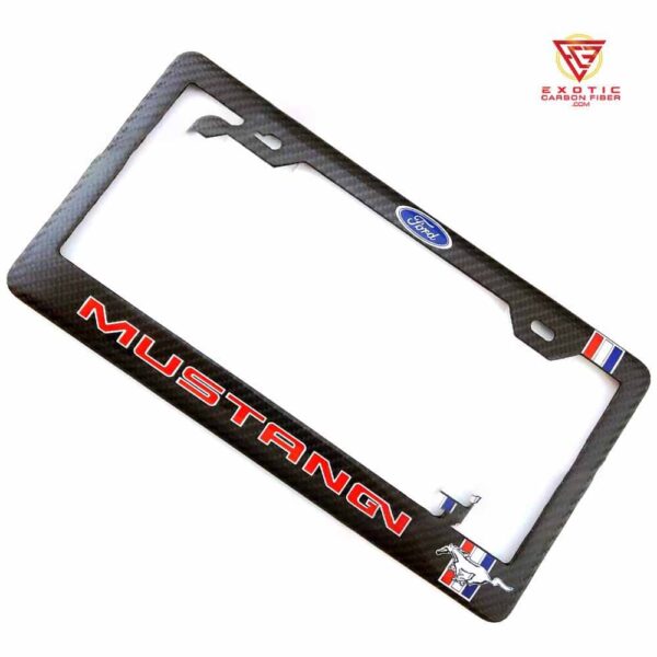 LP044z_Mustang_Red_Text_Horse_Logo_Plate_Frame