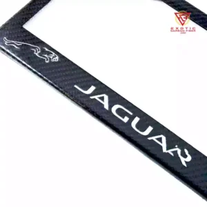 LP049zb_Jaguar_White_Text_Outline_Cats_Plate_Frame