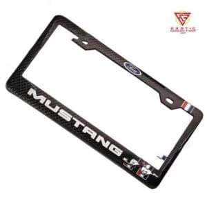 LP118z_Mustang_Gray_Text_Horse_Logo_Plate_Frame