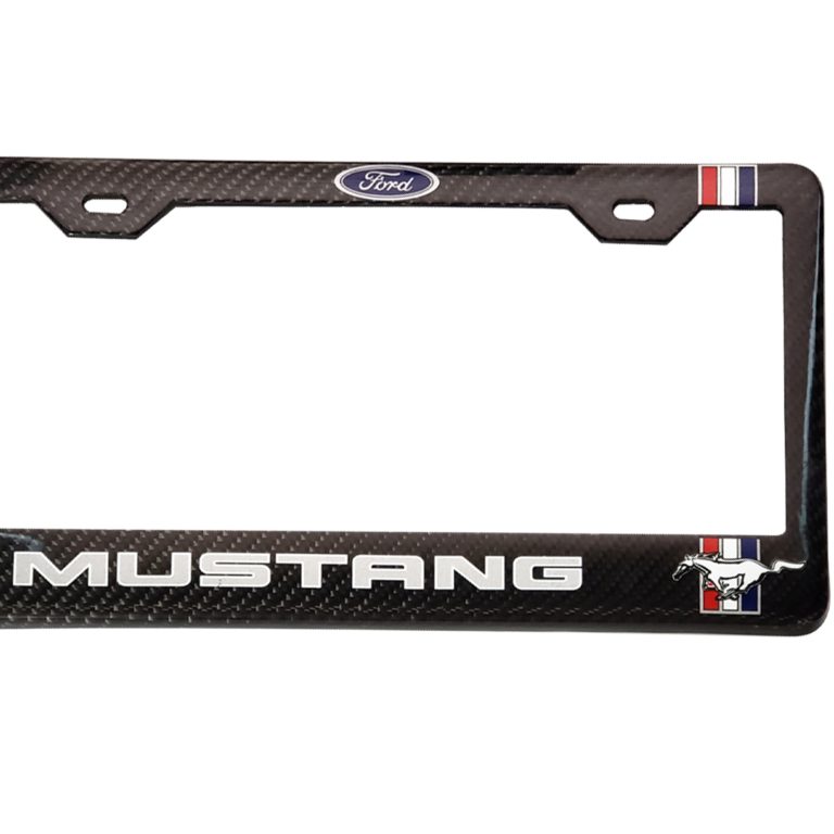 Ford Mustang Frame Silver Stallion Logo Exotic Carbon Fiber