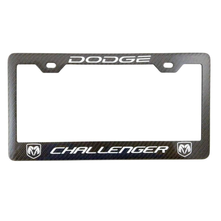 Dodge Challenger License Frame White Text Exotic Carbon Fiber