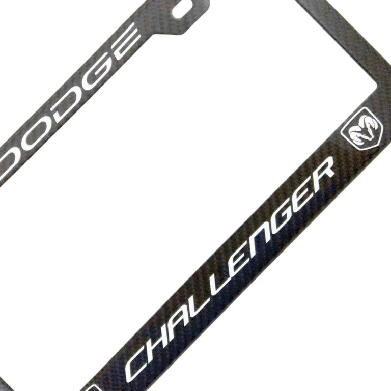 Dodge Challenger License Frame White Text Exotic Carbon Fiber