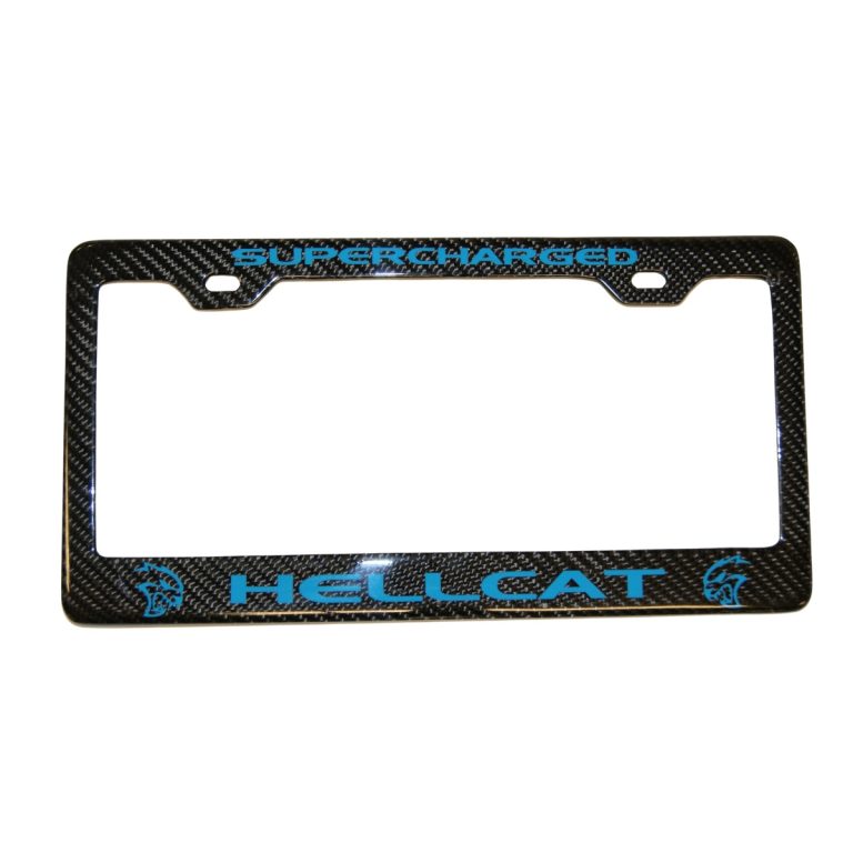 Dodge Hellcat License Frame Jazz Blue Exotic Carbon Fiber