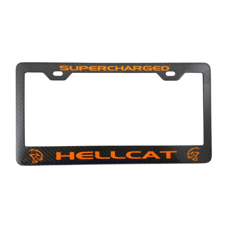 Dodge Hellcat License Frame Mango Orange Exotic Carbon Fiber