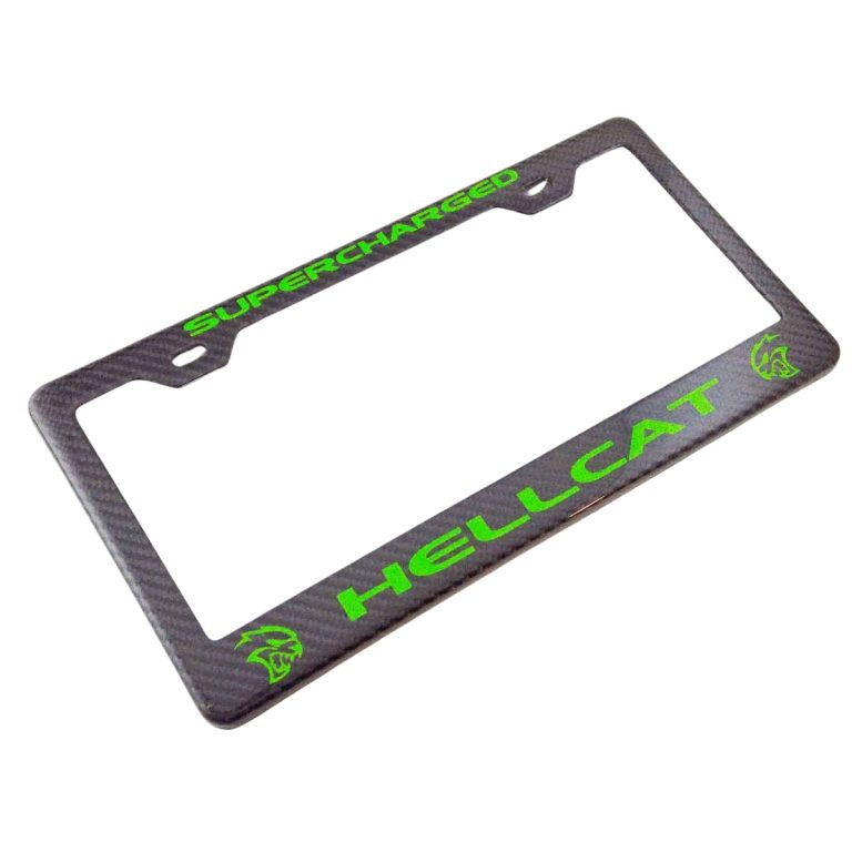 Dodge Hellcat License Frame Sublime Green Exotic Carbon Fiber