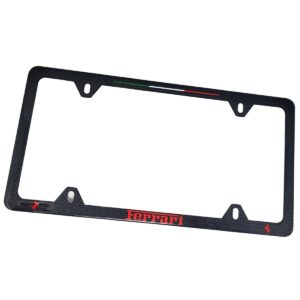 Ferrari 4H License Frame Red Cavallinos Italy Stripe Exotic Carbon Fiber