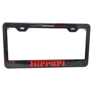 Ferrari License Frame Italian Stripe Red Text Only Exotic Carbon Fiber