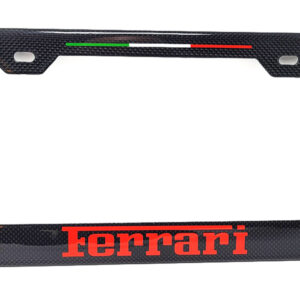 Ferrari License Frame Italian Stripe Red Text Only Exotic Carbon Fiber
