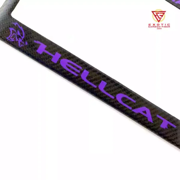 Purple "HELLCAT" logo on carbon fiber background.