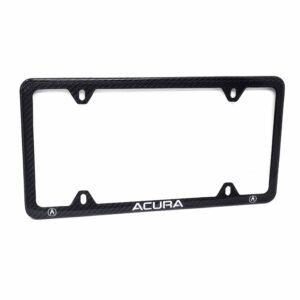 Acura License Frame White Text and Logos Exotic Carbon Fiber