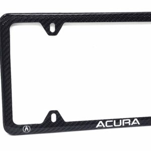 Acura License Frame White Text and Logos Exotic Carbon Fiber