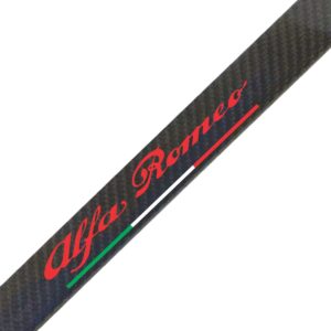 Alfa Romeo License Frame Red Text Italy Stripe Bottom Exotic Carbon Fiber