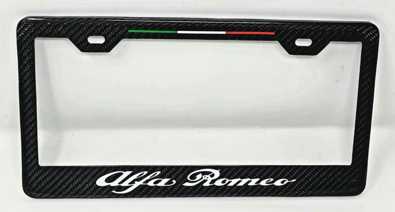 White Alfa Romeo car spoiler with red, white, and green stripe.