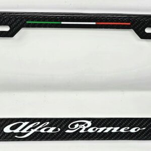 White Alfa Romeo car spoiler with red, white, and green stripe.