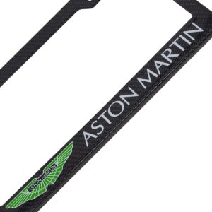 Aston Martin License Frame Green Logo White Text Exotic Carbon Fiber