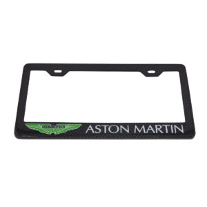 Aston Martin License Frame Green Logo White Text Exotic Carbon Fiber
