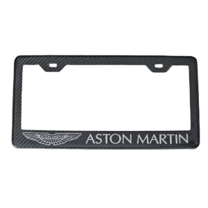 Aston Martin License Frame Silver Logo and Text Exotic Carbon Fiber