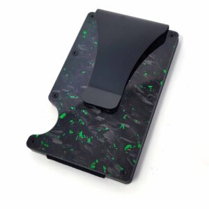 Green Speckled Forged Carbon Fiber Credit Card Money Clip Exotic Carbon Fiber